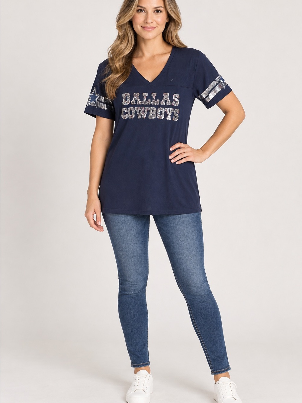 Victoria's Secret Navy Sequin V-Neck Dallas Cowboys Tee